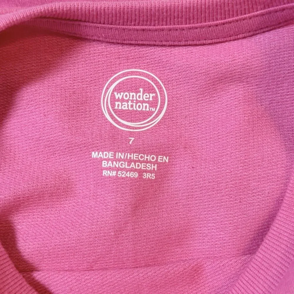 Wonder Nation Girls Hot Pink 2 Piece Set Tee & Fluffy Tutu Skirt Size 7 NWT